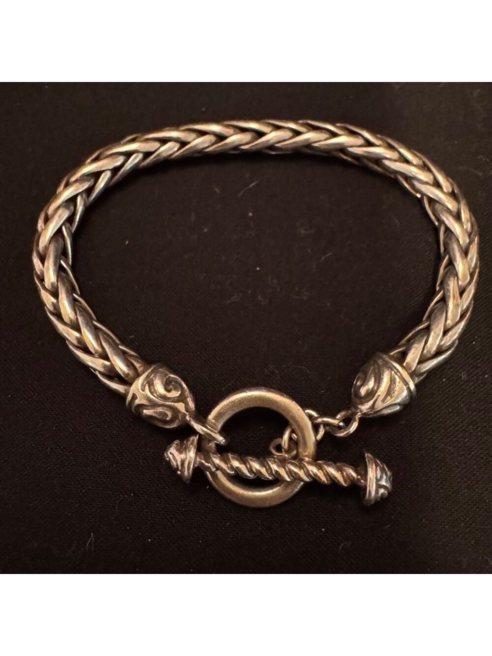 ZINA Sterling Silver 925 Foxtail Chain Bracelet Toggle Clasp 7" Length